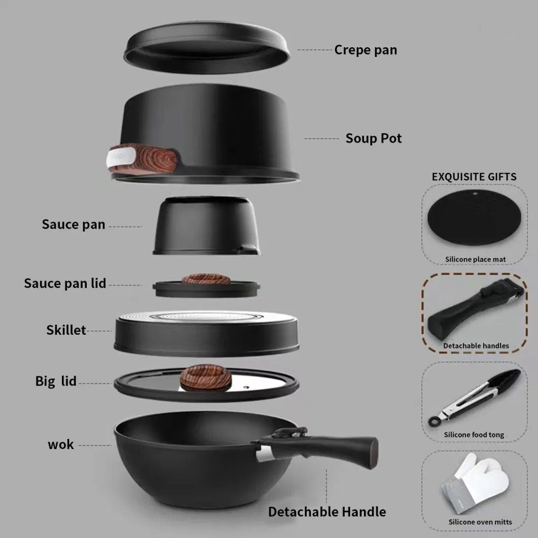 High Quality Hot Selling Skillet Crepe Pan Cassrole Wok with Handle Glass Lid with Non-Stick Aluminum Cookware