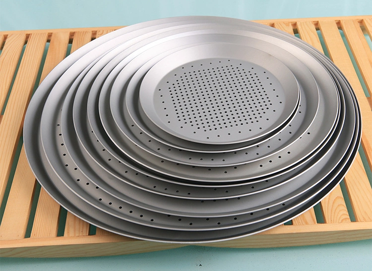 6 to 16 Inch Bakery Restaurant Perforated Aluminium Shallow Round Pizza Tray Pan Pie Pastry Food Baking Pan