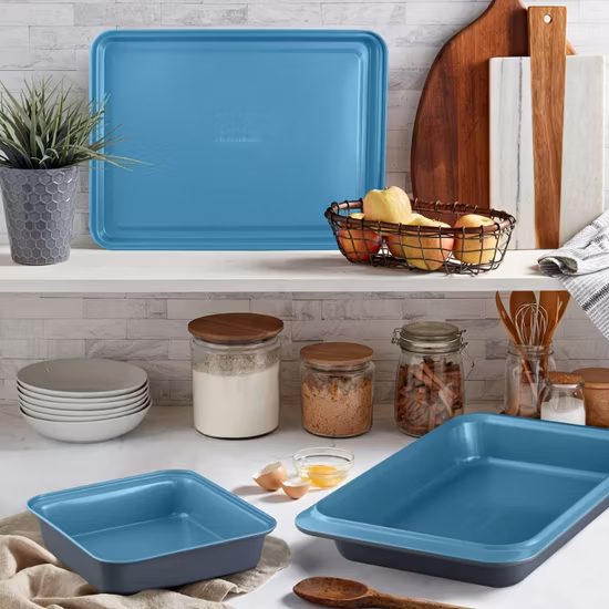 Nordic Custom Style Shallow Rectangular Bakeware Pizza Nonstick Sheet Pan Carbon Steel Baking Pans Set