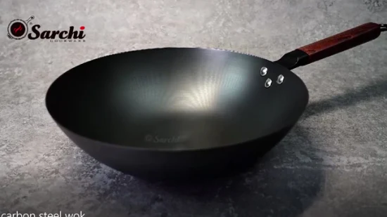 Traditional Wok Metal Carbon Steel Stir Fry Pans Light Enamel Non Stick Fry Chinese Wok