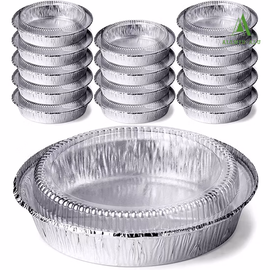 7 Inch Round Aluminum Foil Cake Baking Pans Disposable Aluminum Foil Pizza Pans with Lids