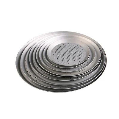 6 to 16 Inch Bakery Restaurant Perforated Aluminium Shallow Round Pizza Tray Pan Pie Pastry Food Baking Pan